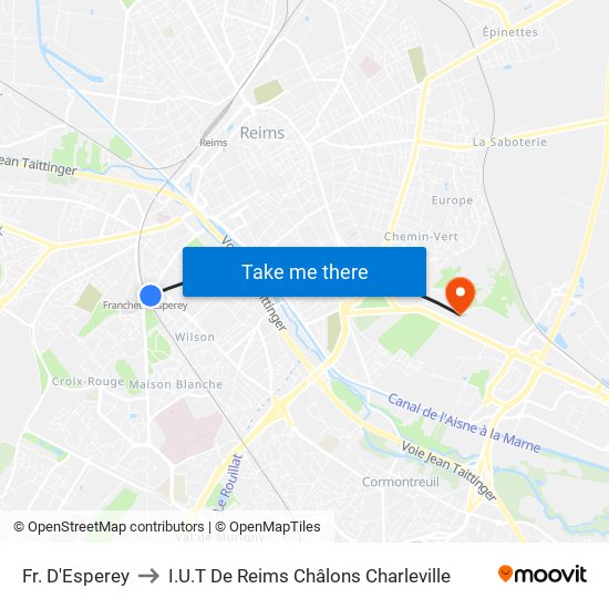 Fr. D'Esperey to I.U.T De Reims Châlons Charleville map