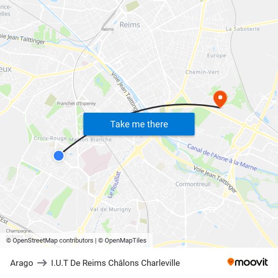 Arago to I.U.T De Reims Châlons Charleville map