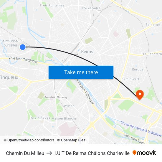 Chemin Du Milieu to I.U.T De Reims Châlons Charleville map