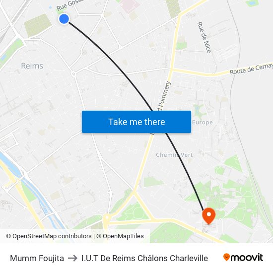 Mumm Foujita to I.U.T De Reims Châlons Charleville map