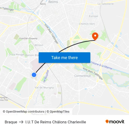 Braque to I.U.T De Reims Châlons Charleville map
