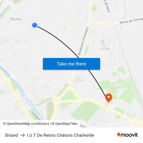 Briand to I.U.T De Reims Châlons Charleville map