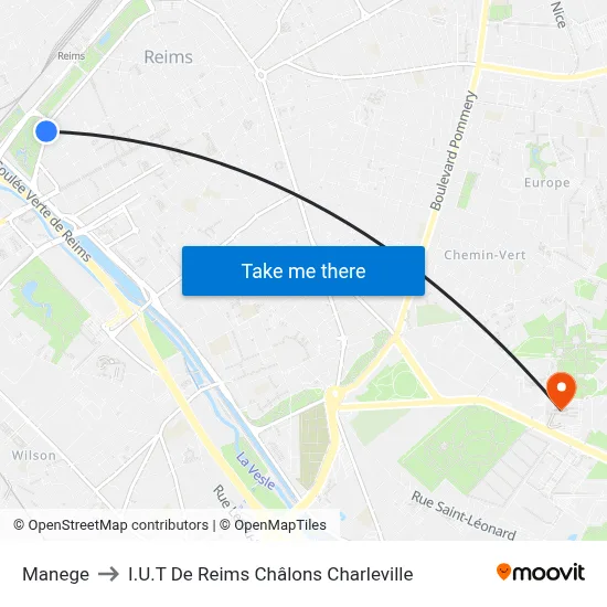 Manege to I.U.T De Reims Châlons Charleville map