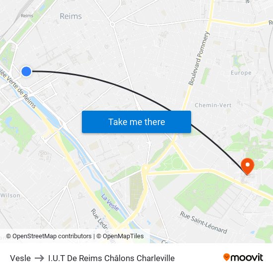 Vesle to I.U.T De Reims Châlons Charleville map