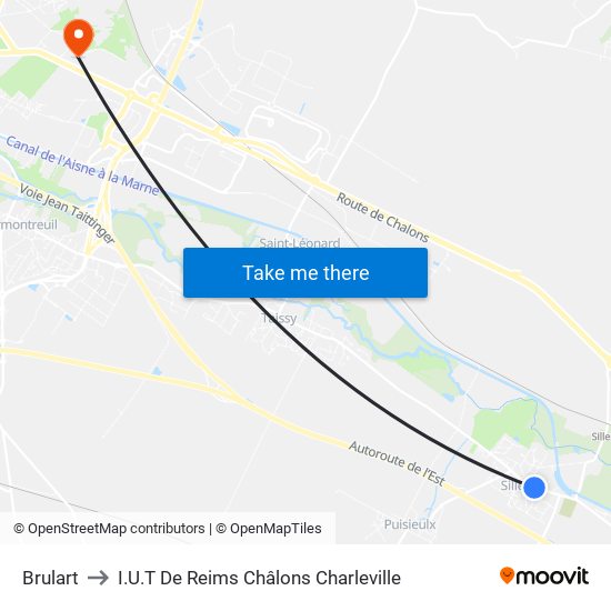 Brulart to I.U.T De Reims Châlons Charleville map