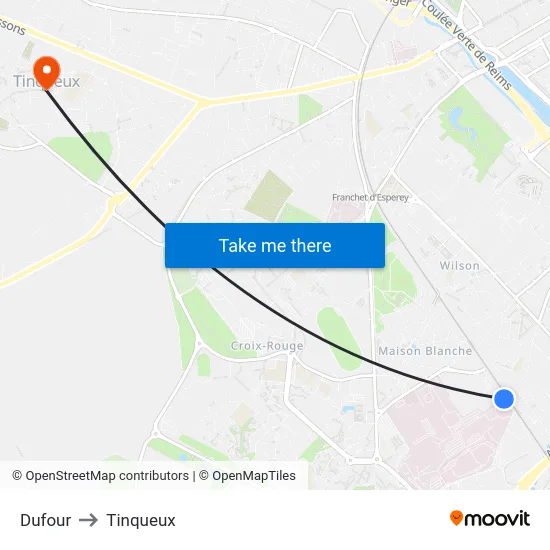 Dufour to Tinqueux map