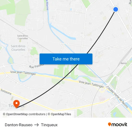 Danton-Rauseo to Tinqueux map
