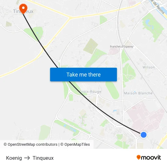 Koenig to Tinqueux map