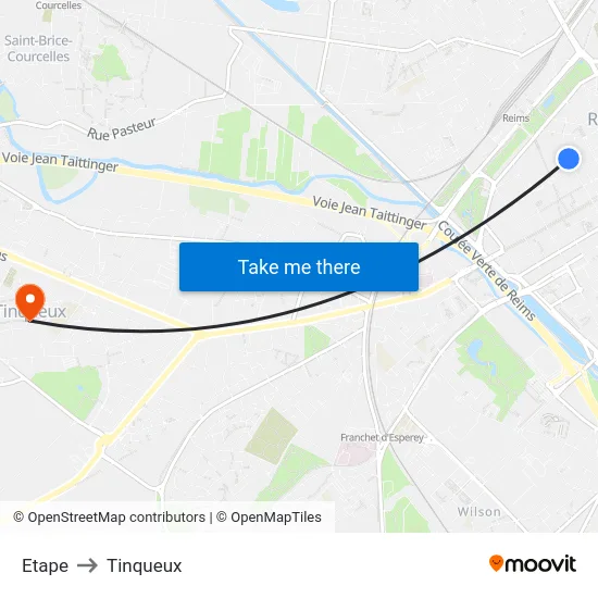 Etape to Tinqueux map