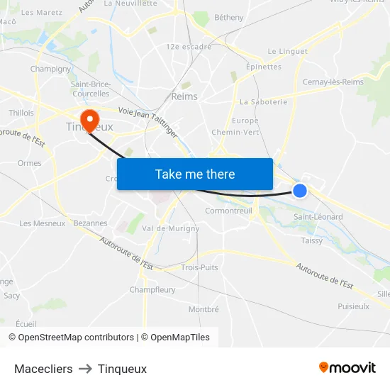Macecliers to Tinqueux map