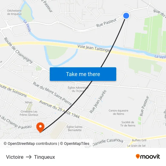 Victoire to Tinqueux map