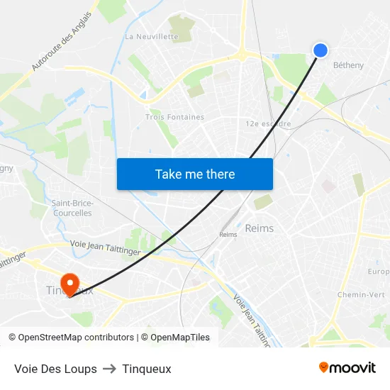 Voie Des Loups to Tinqueux map