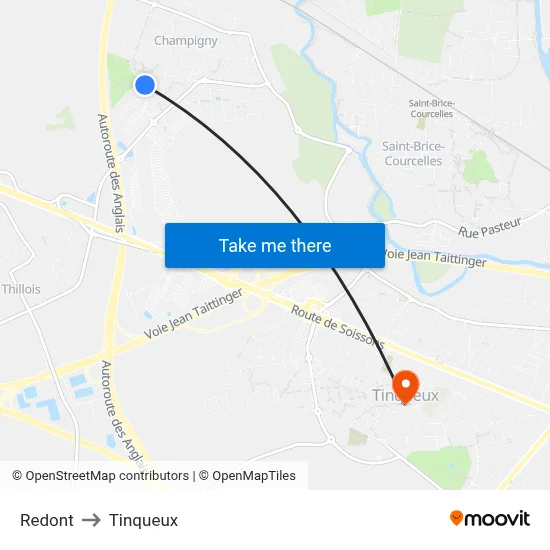 Redont to Tinqueux map