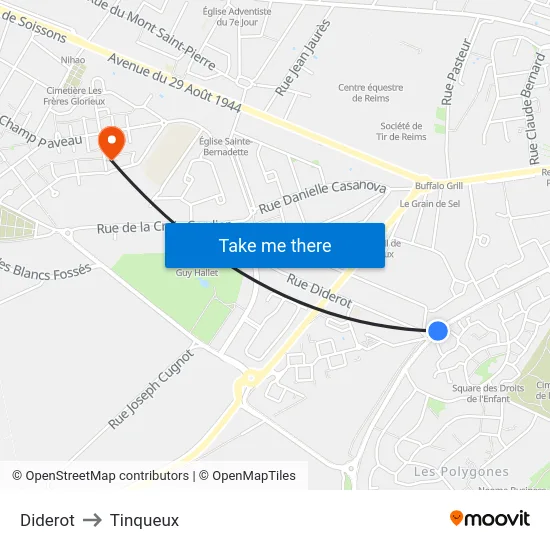 Diderot to Tinqueux map