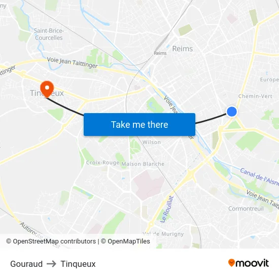 Gouraud to Tinqueux map