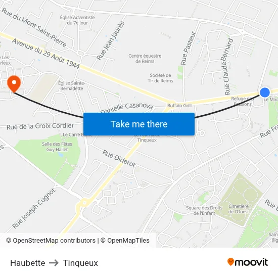 Haubette to Tinqueux map