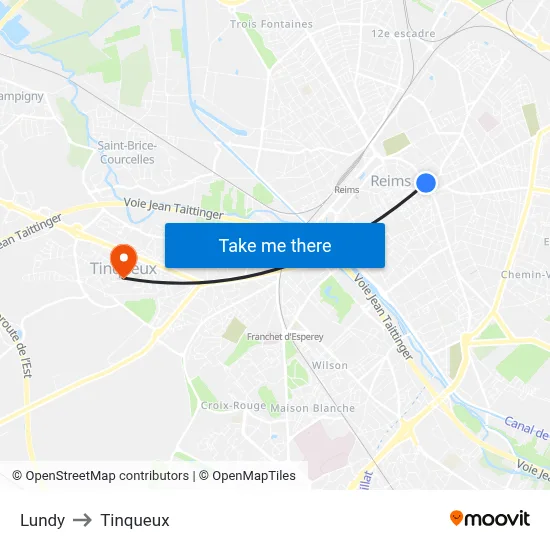 Lundy to Tinqueux map