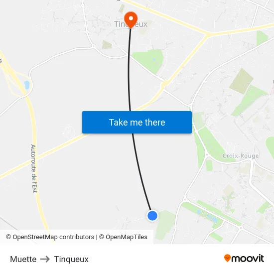 Muette to Tinqueux map