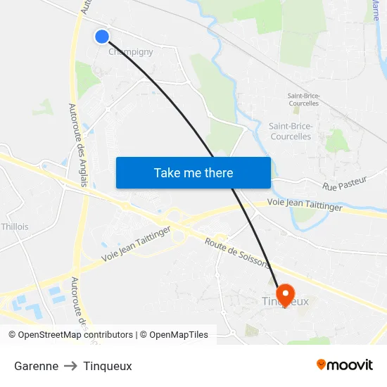 Garenne to Tinqueux map