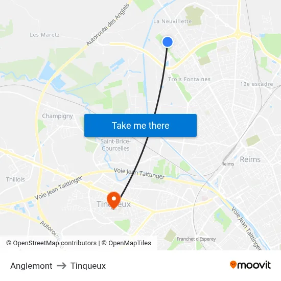 Anglemont to Tinqueux map