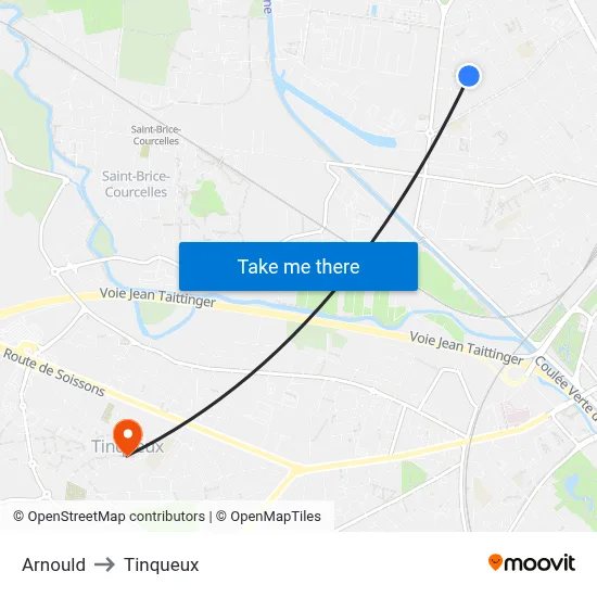 Arnould to Tinqueux map