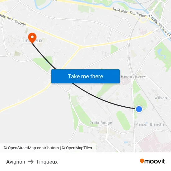 Avignon to Tinqueux map