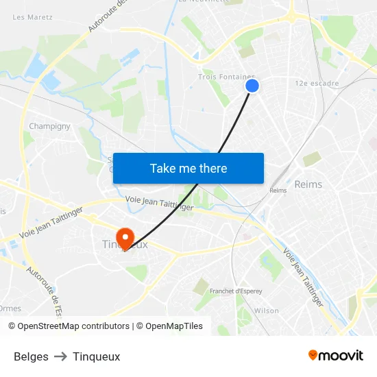 Belges to Tinqueux map