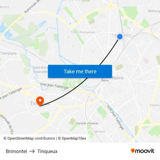 Brimontel to Tinqueux map