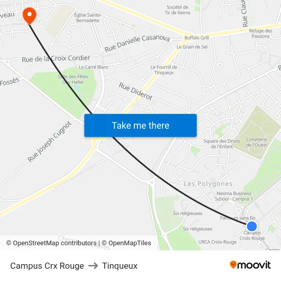 Campus Crx Rouge to Tinqueux map