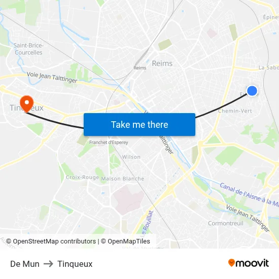 De Mun to Tinqueux map