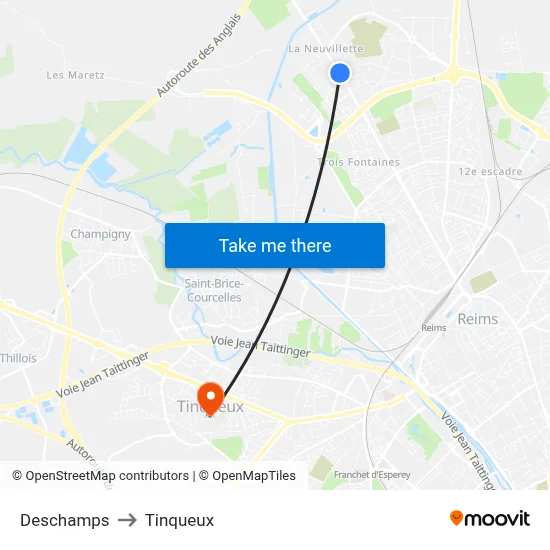 Deschamps to Tinqueux map