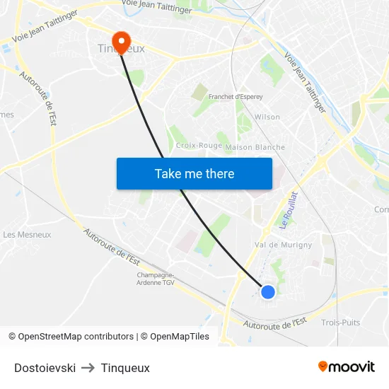 Dostoievski to Tinqueux map