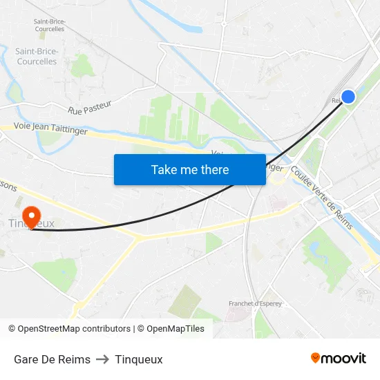 Gare De Reims to Tinqueux map