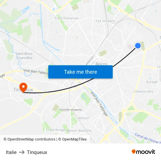 Italie to Tinqueux map