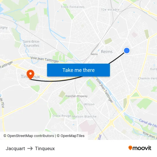 Jacquart to Tinqueux map