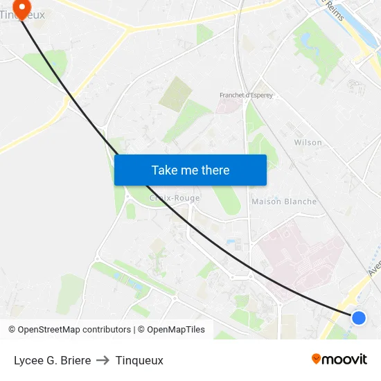 Lycee G. Briere to Tinqueux map