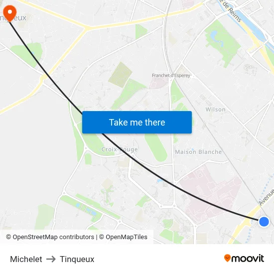 Michelet to Tinqueux map