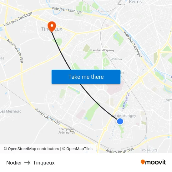 Nodier to Tinqueux map