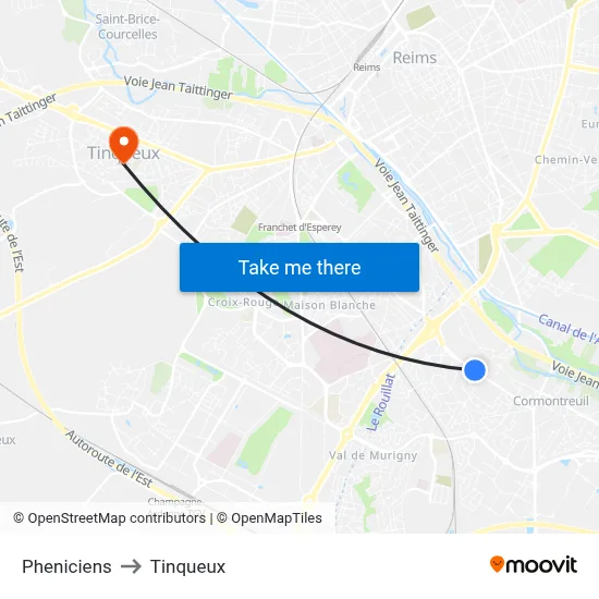 Pheniciens to Tinqueux map