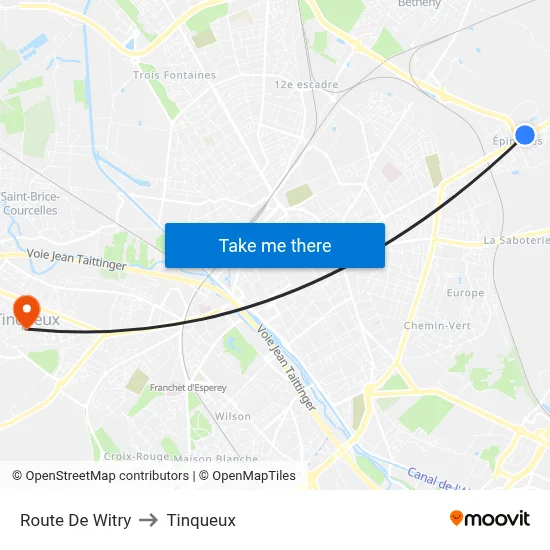 Route De Witry to Tinqueux map