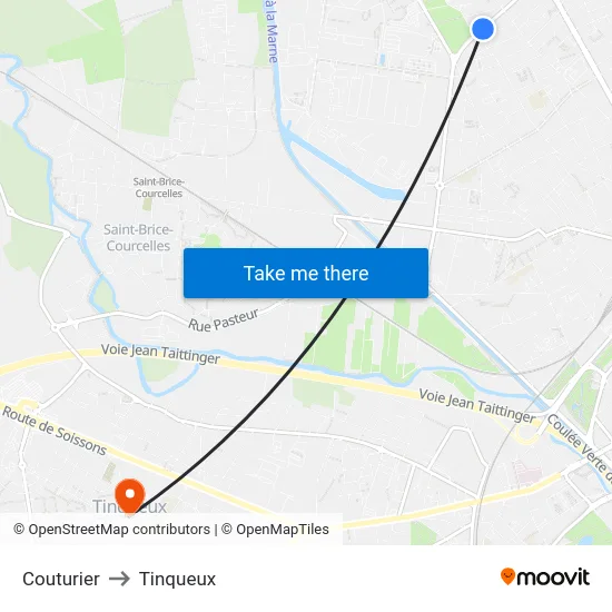 Couturier to Tinqueux map