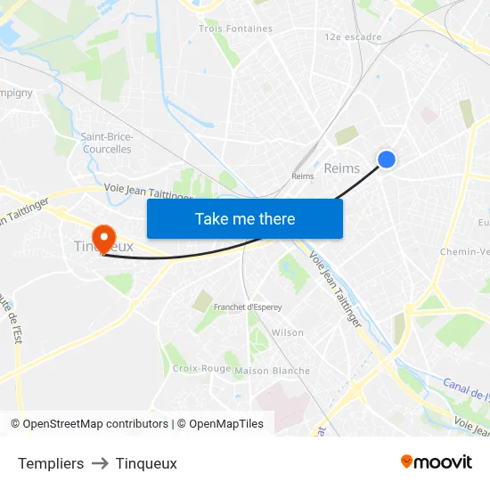 Templiers to Tinqueux map