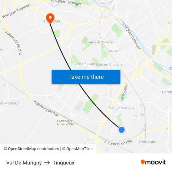 Val De Murigny to Tinqueux map