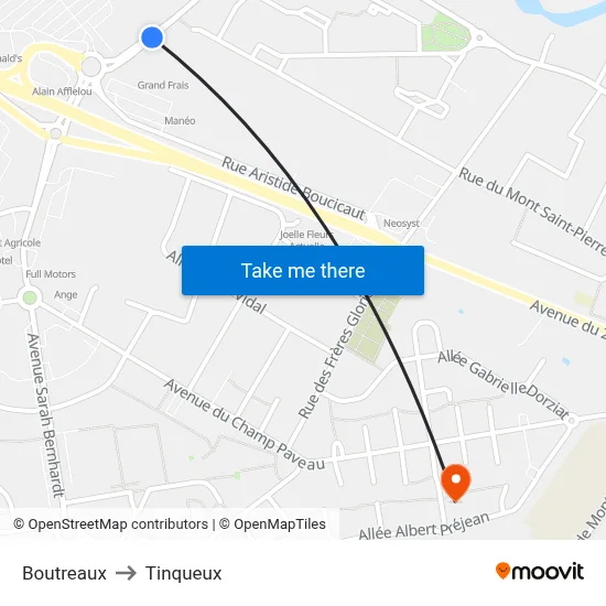 Boutreaux to Tinqueux map