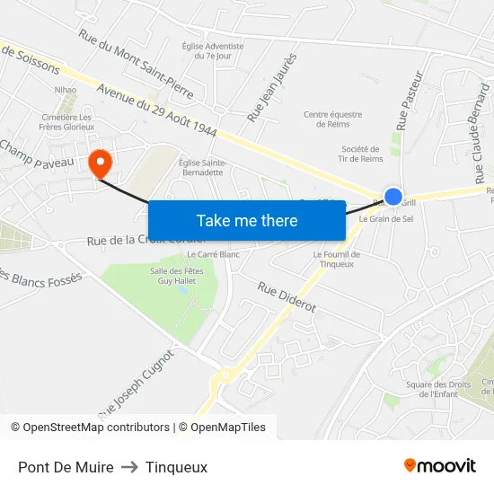 Pont De Muire to Tinqueux map
