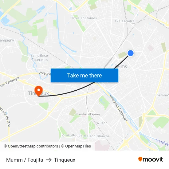 Mumm / Foujita to Tinqueux map