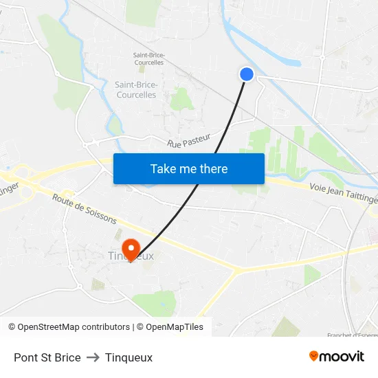 Pont St Brice to Tinqueux map