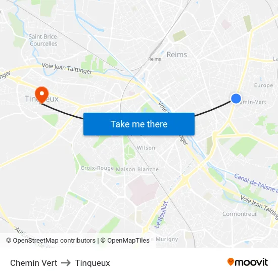Chemin Vert to Tinqueux map