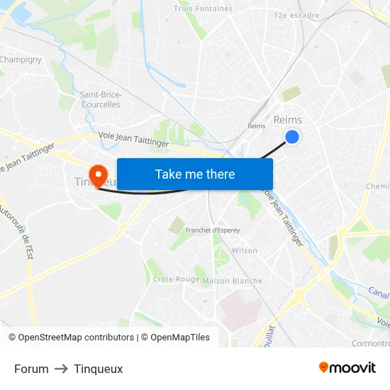 Forum to Tinqueux map