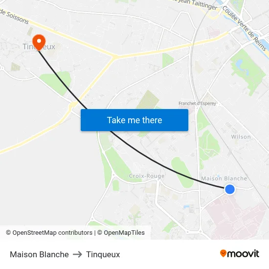 Maison Blanche to Tinqueux map